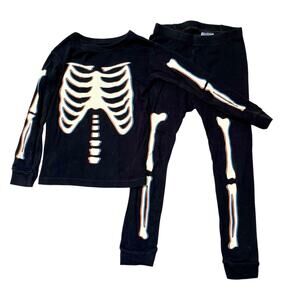 Gap Organic Cotton Glow in the Dark Skeleton PJ Set Size 4